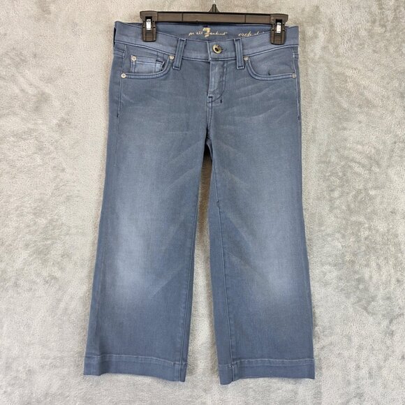7 For All Mankind Jeans Womens 26 Crop Dojo Wide Leg Cropped Stretch Made USA - Picture 1 of 13